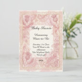 Roze bloemige babyshower uitnodiging (Staand voorkant)