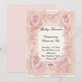 Roze bloemige babyshower uitnodiging (Voorkant / Achterkant)