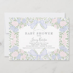 Roze bloemige babyshower uitnodiging, kaart