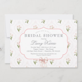 Roze bloemige babyshower uitnodiging,  kaart