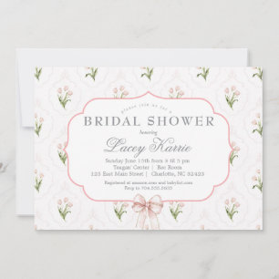 Roze bloemige babyshower uitnodiging,  kaart