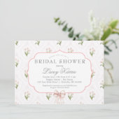 Roze bloemige babyshower uitnodiging, kaart (Staand voorkant)