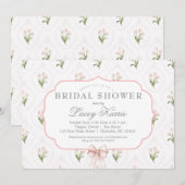 Roze bloemige babyshower uitnodiging, kaart (Voorkant / Achterkant)