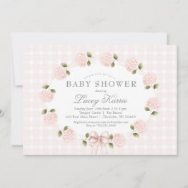 Roze bloemige babyshower uitnodiging,  kaart
