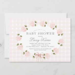 Roze bloemige babyshower uitnodiging, kaart
