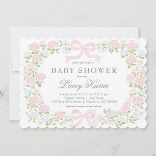 Roze bloemige babyshower uitnodiging, uitnodiging