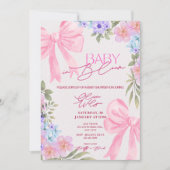 Roze bloemige babyshower uitnodigingen. kaart (Voorkant)