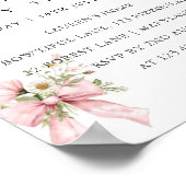 Roze bloemige babyshower uitnodigingsposter  poster (Hoek)