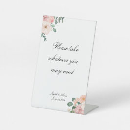  roze bloemige badkamer teken reclamebord met voetstuk