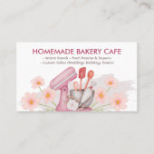 Roze bloemige bakkerijchef bakt visitekaartje (Voorkant)
