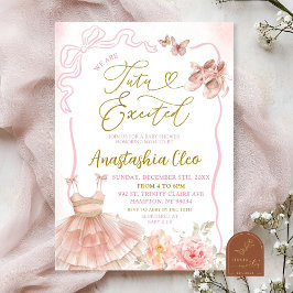 Roze bloemige ballerina tutu opgewonden baby showe kaart