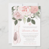 Roze Bloemige Ballet Bat Mitzvah Kaart (Voorkant)