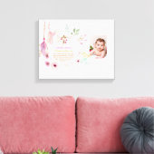 Roze bloemige BAUTIZO Bijbeltekst foto meisje Canvas Afdruk (Insitu (Woonkamer))
