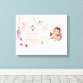 Roze bloemige BAUTIZO Bijbeltekst foto meisje Canvas Afdruk (Insitu (Houten vloer))