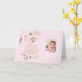 Roze Bloemige BAUTIZO Doop Bijbeltekst Foto Meisje Kaart (Gele Bloem)