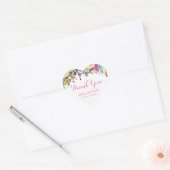 Roze bloemige bedank sticker huwelijksgunsten (Envelop)