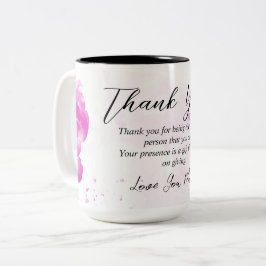 Roze bloemige bedankje moeder cadeau idee tweekleurige koffiemok