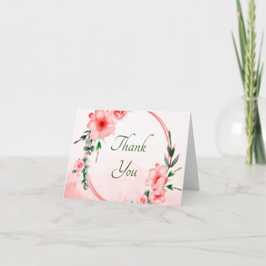 Roze bloemige bedankkaart (Voorkant)
