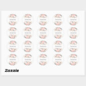 Roze bloemige bedankstickers ronde sticker (Vel)
