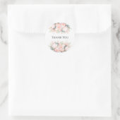 Roze bloemige bedankstickers ronde sticker (Tas)