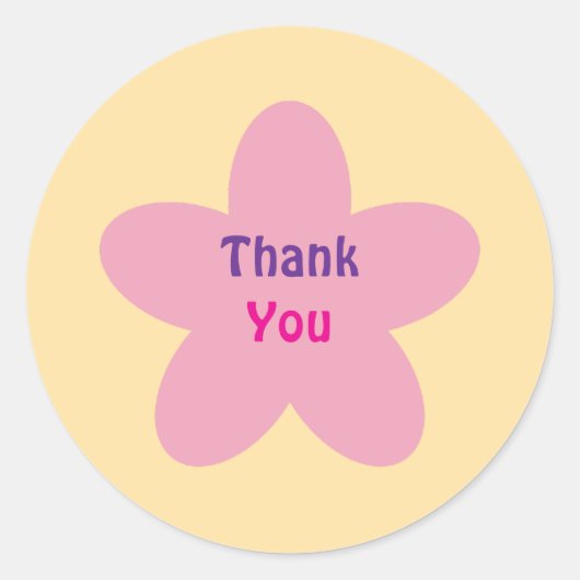 Roze bloemige Bedankt sticker (Voorkant)
