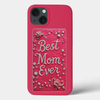 Roze bloemige Beste Moeder Ooit iPhone Hoesje