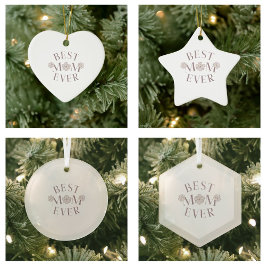 Roze Bloemige Beste Moeder Ooit Keramisch Ornament