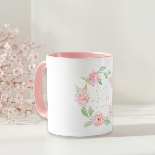 Roze bloemige beste moeder ooit Moederdag cadeau Mok
