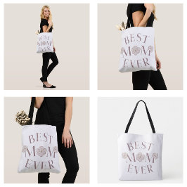 Roze Bloemige Beste Moeder Ooit Tote Bag