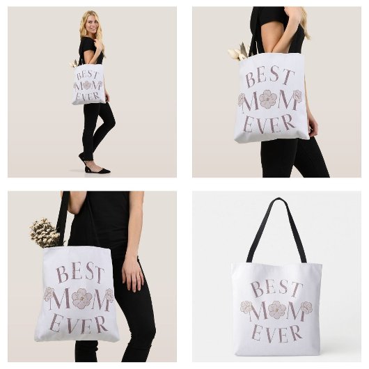 Roze Bloemige Beste Moeder Ooit Tote Bag