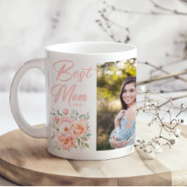 Roze bloemige Beste Moeder Ooit Voeg Foto Toe Koff Koffiemok