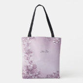 Roze bloemige blad-tas tote bag (Achterkant)