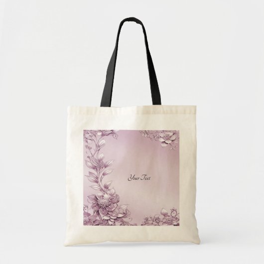 Roze bloemige blad-tas tote bag (Voorkant)