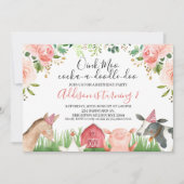 Roze bloemige bladeren boerderij dieren verjaardag kaart (Voorkant)