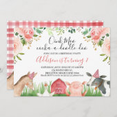 Roze bloemige bladeren boerderij dieren verjaardag kaart (Voorkant / Achterkant)