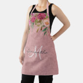 Roze Bloemige Bloem Prettry Monogram Schort (Insitu)