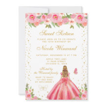 Roze Bloemige Blond Haar Prinses Sweet Sixteen