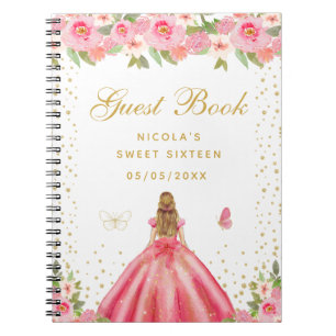 Roze Bloemige Blond Haar Prinses Sweet Sixteen Notitieboek