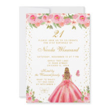 Roze Bloemige Blond Haar Prinses Verjaardagsfeestj