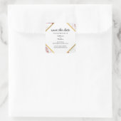 Roze Bloemige Blush Geometrische Bewaar De Datum Vierkante Sticker (Tas)