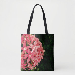 Roze bloemige bokeh tote bag