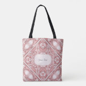 Roze Bloemige Boodschappentas Tote Bag (Achterkant)