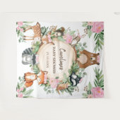 Roze Bloemige Bos Achtergrond voor Baby Shower Wandkleed (Voorkant (horizontaal))