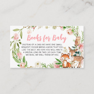 Roze bloemige bos baby shower boeken voor baby informatiekaartje
