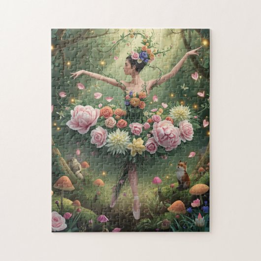 Roze Bloemige Bos Ballerina Legpuzzel (Verticaal)