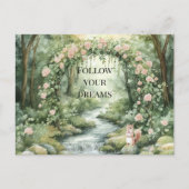 Roze Bloemige Bos Eekhoorn Briefkaart (Voorkant)