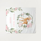 Roze bloemige bos herten meisje baby achtergrond wandkleed (Voorkant (horizontaal))