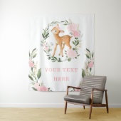 Roze bloemige bos herten meisje baby achtergrond wandkleed (In situ)
