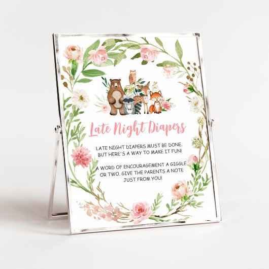 Roze Bloemige Bos Late Night Luiers Poster