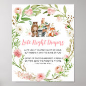 Roze Bloemige Bos Late Night Luiers Poster (Voorkant)